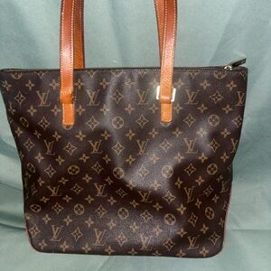 LOUIS VUITTON Tote Bag Kabameso or Mezzo Monogram Canvas Brown Used.